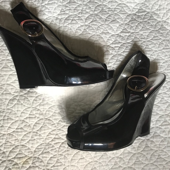 Jessica Simpson Shoes - Jessica Simpson Black Wedge High Heel Peep Toe